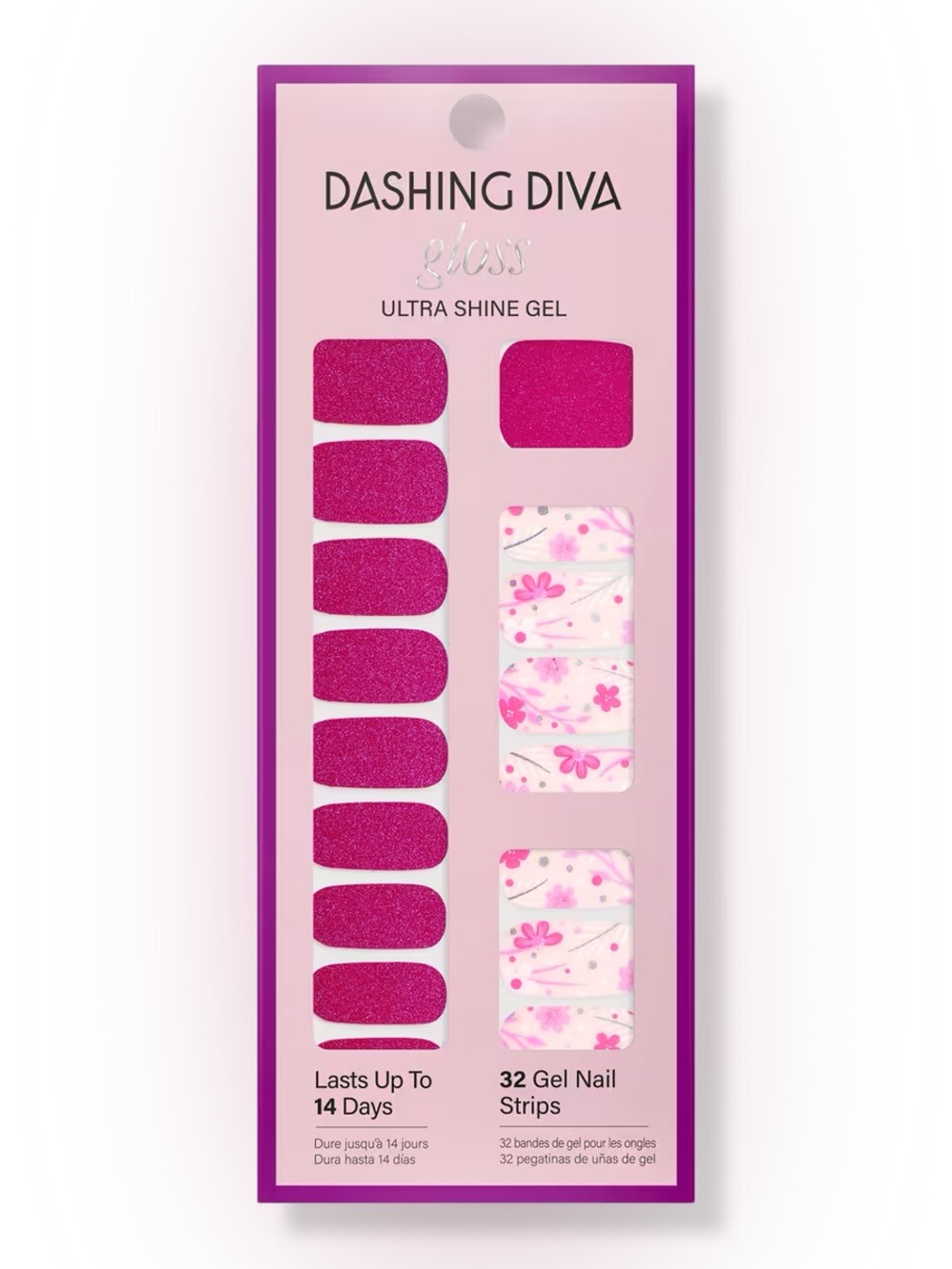 Dashing Diva Gloss Ultra Shine Gel Nail Strips - Fleur Flair, NEW